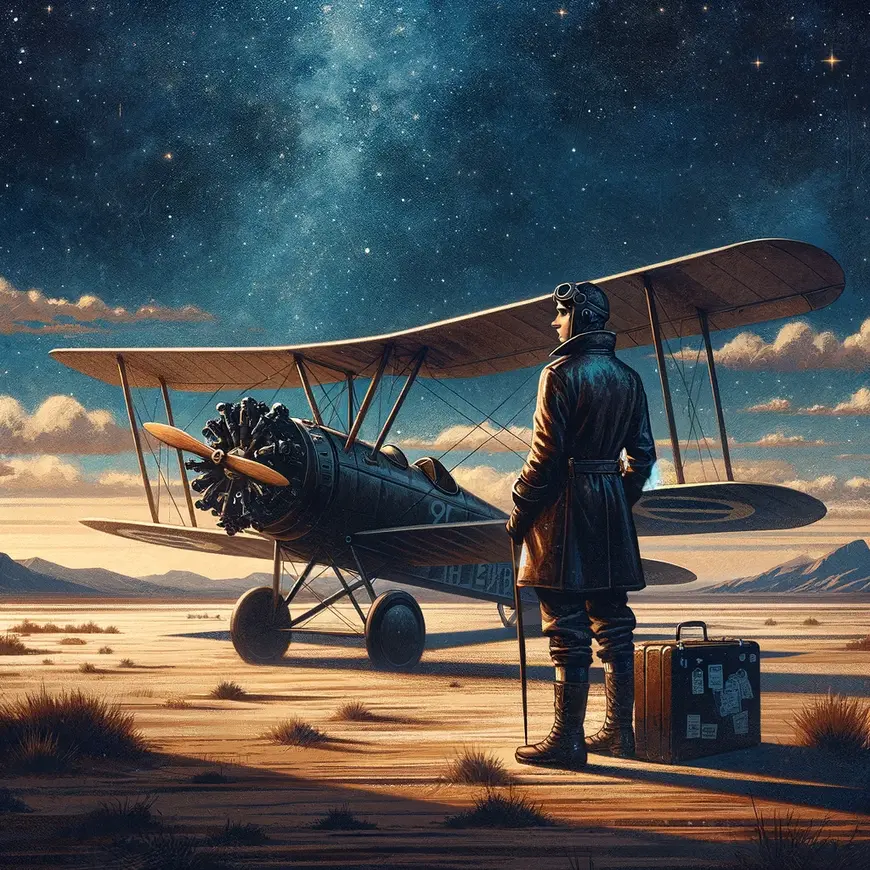 Illustration L'aviateur par Antoine de Saint-Exupéry