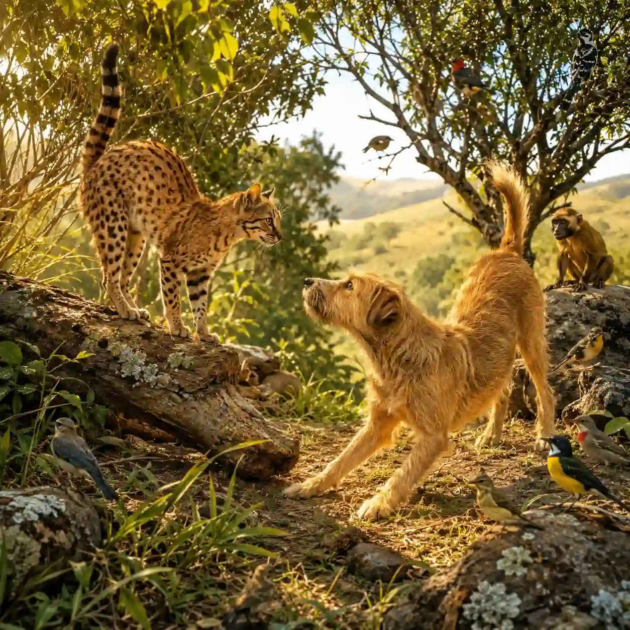 Illustration The Jungle Cat and the Hill Dog
